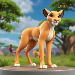 A detailed 3D model of Nala from The Lion King, featuring her creamy beige fur that highlights her graceful form
