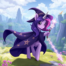 Twilight Sparkle, depicted as a mystical witch, arrives in the vibrant world of Sword Art Online