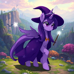 Twilight Sparkle, depicted as a mystical witch, arrives in the vibrant world of Sword Art Online