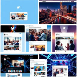 A collection of visually appealing and modern mirror websites for Twitter, featuring sleek user interfaces, vibrant colors, and engaging layouts