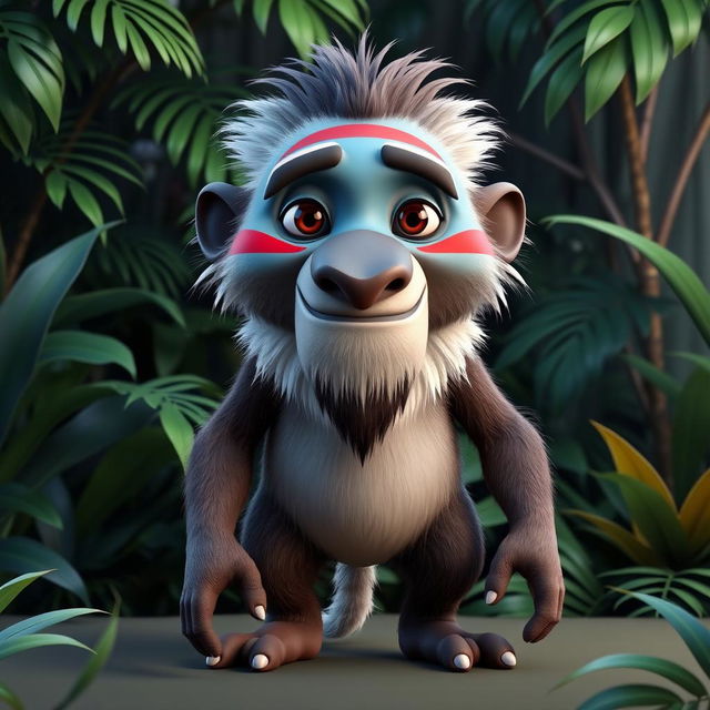 A 3D character design of Rafiki from The Lion King