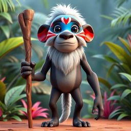 A 3D character design of Rafiki from The Lion King