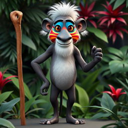 A 3D character design of Rafiki from The Lion King