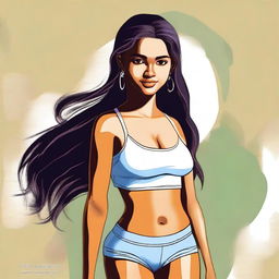 A high-quality digital art image, depicting a confident Indian teenager with a radiant complexion