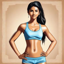 A high-quality digital art image, depicting a confident Indian teenager with a radiant complexion