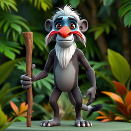 A 3D character design of Rafiki from The Lion King