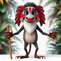 A 3D character design of Rafiki from The Lion King