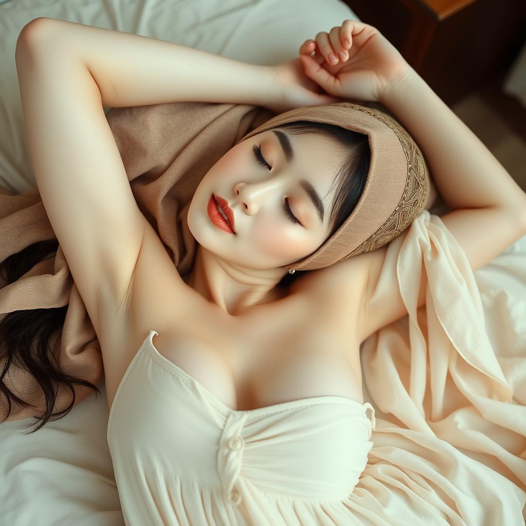 A stunning 23-year-old Japanese woman with an oval face and youthful features that evoke a resemblance to a 15-year-old