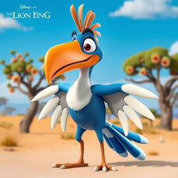 A 3D character design of Zazu from The Lion King