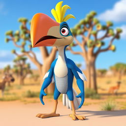 A 3D character design of Zazu from The Lion King