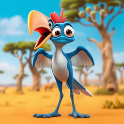 A 3D character design of Zazu from The Lion King