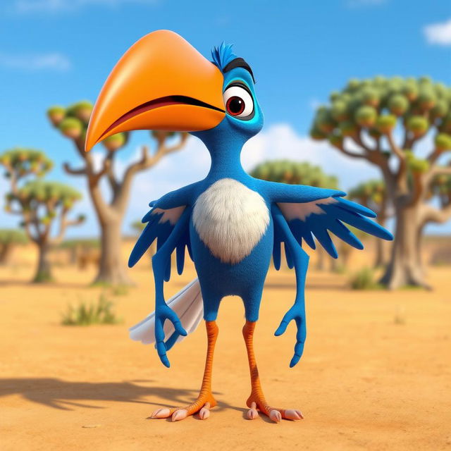 A 3D character design of Zazu from The Lion King