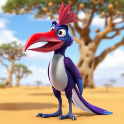 A 3D character design of Zazu from The Lion King