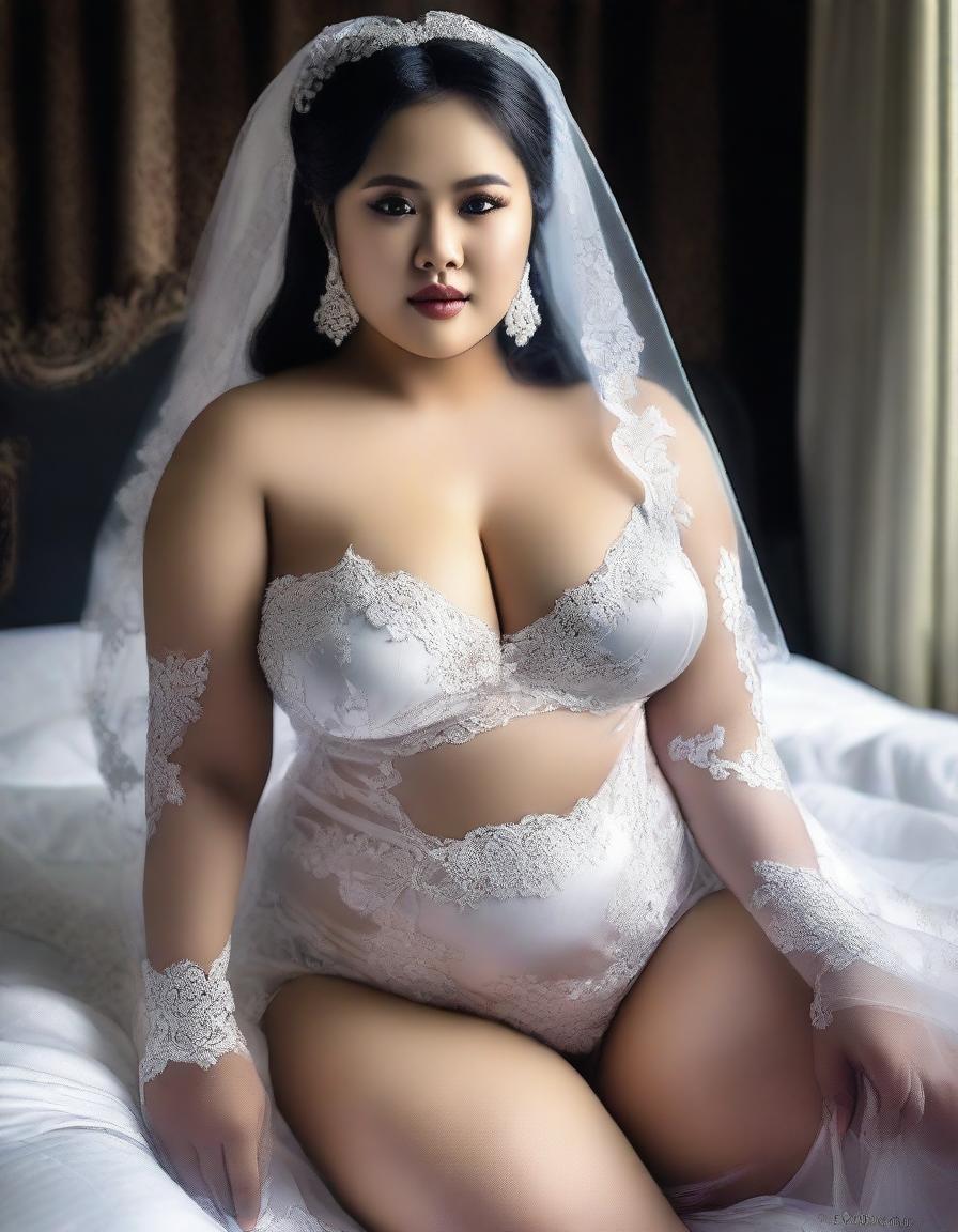 This high-quality digital art image showcases a stunning Indonesian model, styled as a bride