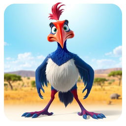 A 3D character design of Zazu from The Lion King