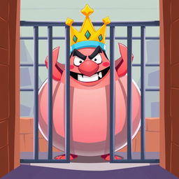 A vector style illustration of King Wart, also known as Mamu, portrayed in a prison setting