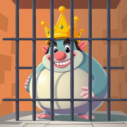 A vector style illustration of King Wart, also known as Mamu, portrayed in a prison setting