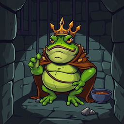 A stylized vector illustration of King Wart, also known as Mamu, depicted in a prison cell setting