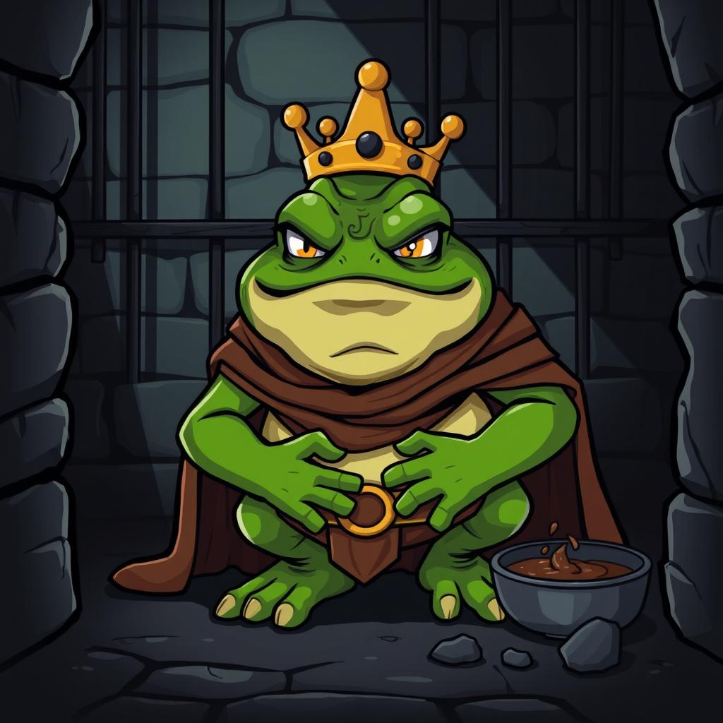 A stylized vector illustration of King Wart, also known as Mamu, depicted in a prison cell setting