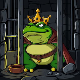 A stylized vector illustration of King Wart, also known as Mamu, depicted in a prison cell setting