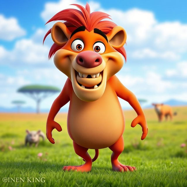 A 3D character design of Pumbaa from The Lion King