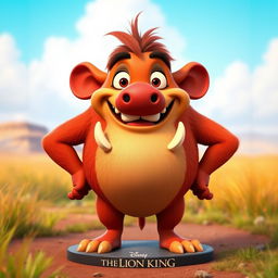 A 3D character design of Pumbaa from The Lion King