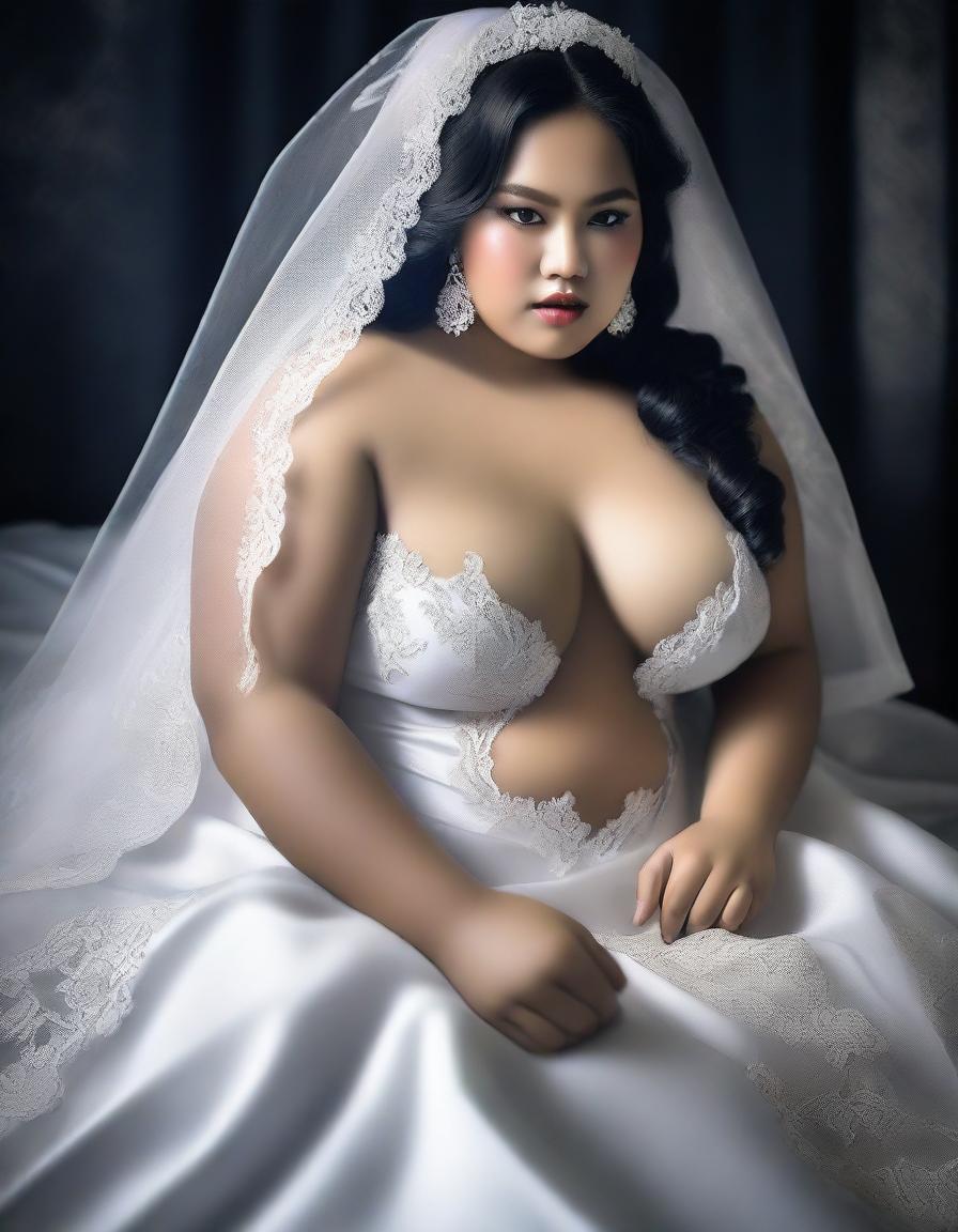 This high-quality digital art image showcases a stunning Indonesian model, styled as a bride