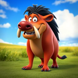 A 3D character design of Pumbaa from The Lion King, depicted standing on all fours
