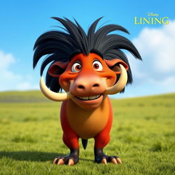A 3D character design of Pumbaa from The Lion King, depicted standing on all fours
