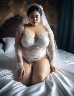 This high-quality digital art image showcases a stunning Indonesian model, styled as a bride