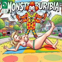 A vibrant comic book cover titled 'Monsterburbia'