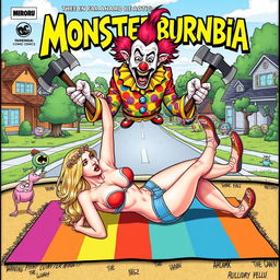 A vibrant comic book cover titled 'Monsterburbia'