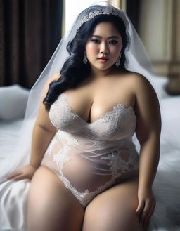 This high-quality digital art image showcases a stunning Indonesian model, styled as a bride