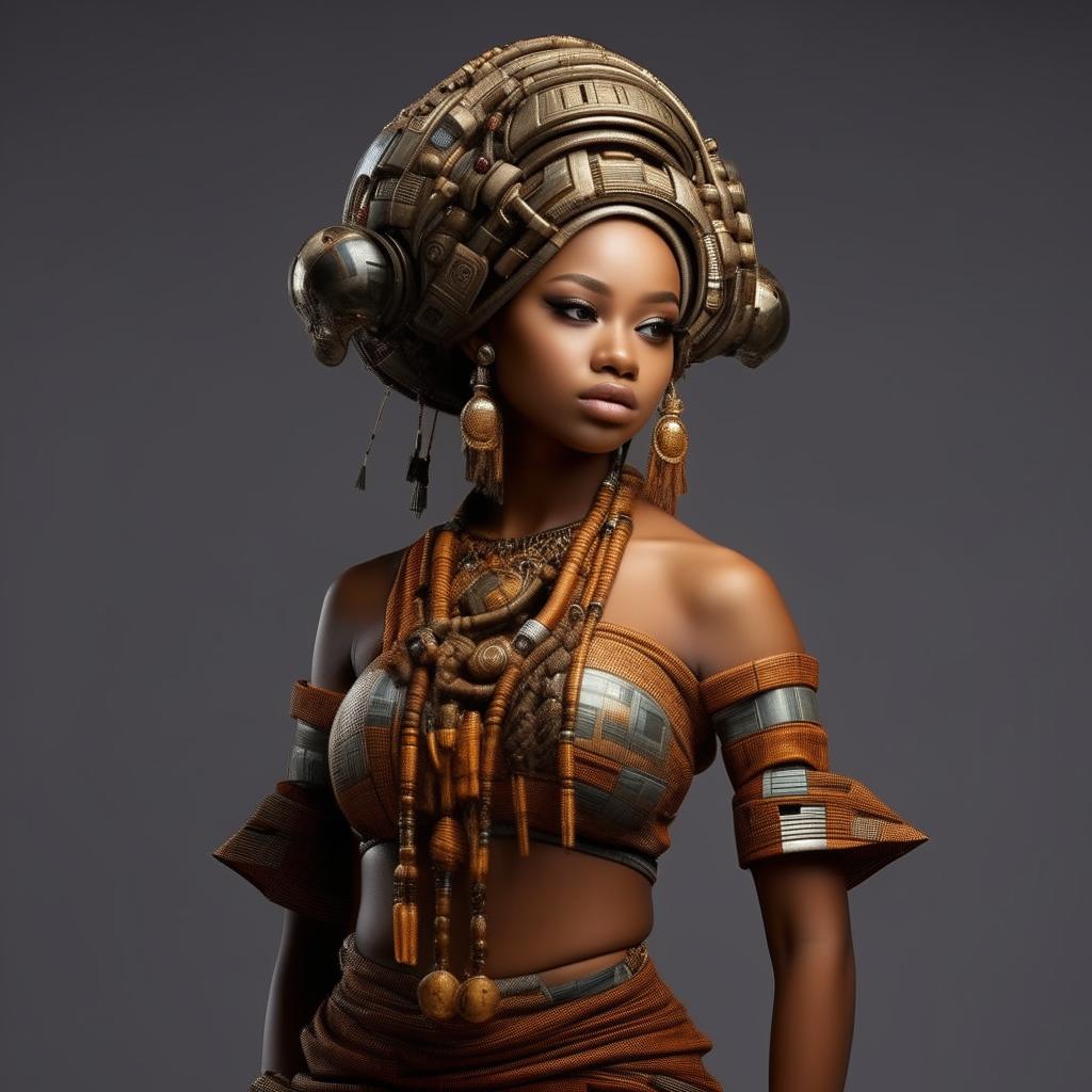 girl in futuristic casual Yoruba attire