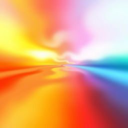 An abstract interpretation illustrating the spatial perception of warm colors feeling closer and cold colors appearing further away, showcasing a vibrant blend of warm hues such as reds, oranges, and yellows in the foreground, contrasting with cooler shades like blues and greens receding in the background