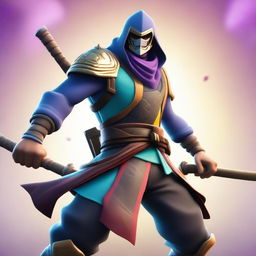 A digital art image, presenting a Fortnite character styled as a samurai