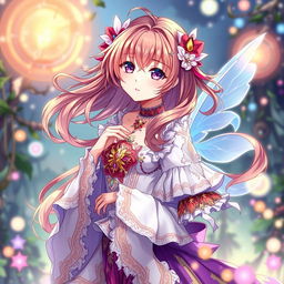 An artistic illustration of an anime character in a fantasy setting, showcasing detailed features and vibrant colors