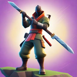 A digital art image, presenting a Fortnite character styled as a samurai