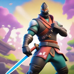 A digital art image, presenting a Fortnite character styled as a samurai