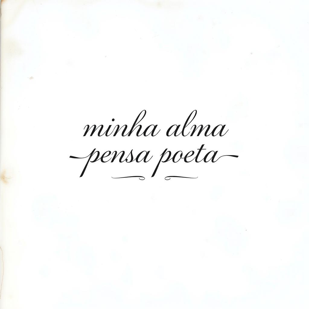 A delicate white dirty cover featuring elegant typography that reads "minha alma pensa poeta" in stylish script