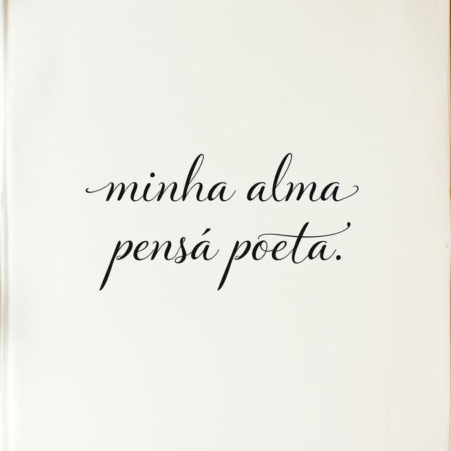 A delicate white dirty cover featuring elegant typography that reads "minha alma pensa poeta" in stylish script