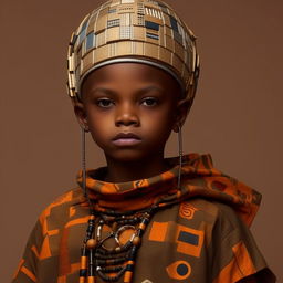 boy in futuristic casual Yoruba attire