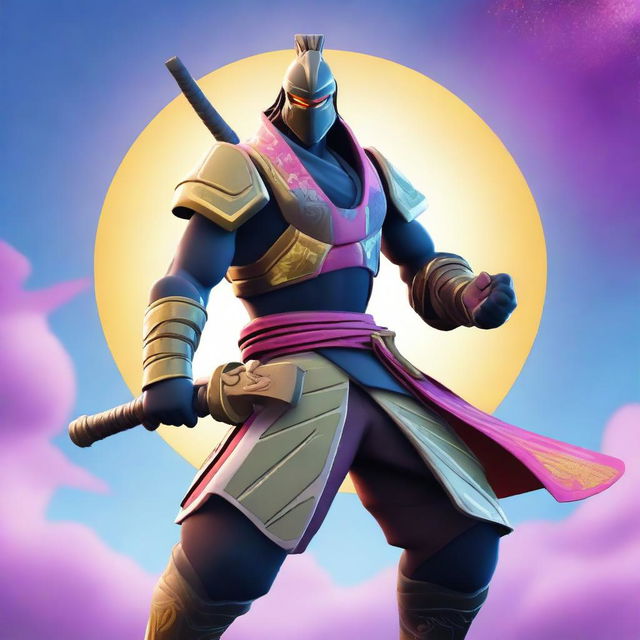 A top-quality digital art image showcasing a Samurai character from the universe of Fortnite