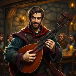 A realistic portrait of Szymon Hołownia portrayed as a Dungeons & Dragons bard