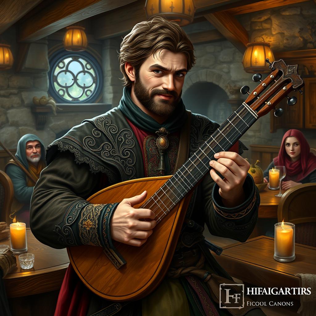 A realistic portrait of Szymon Hołownia portrayed as a Dungeons & Dragons bard