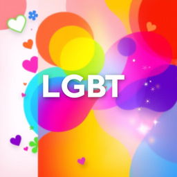 A vibrant and colorful cover design for an LGBT-themed book, featuring a rainbow spectrum of colors blending harmoniously together