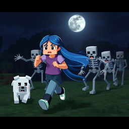 A YouTube thumbnail depicting a Minecraft scenario set at night