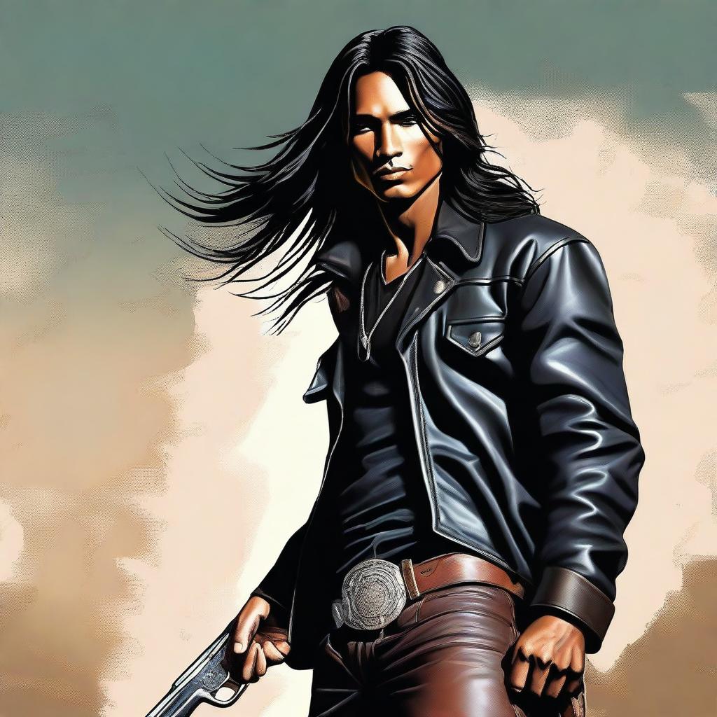 A vivid digital art image portrays a young Indian cowboy