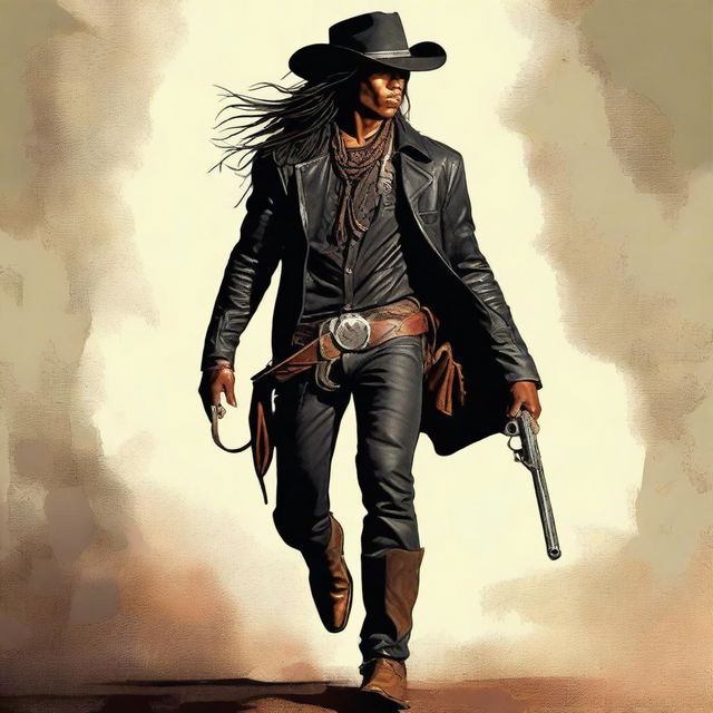 A vivid digital art image portrays a young Indian cowboy