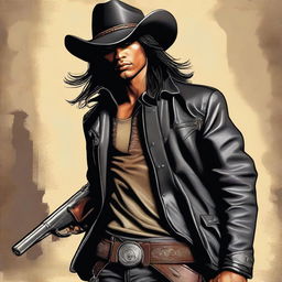 A vivid digital art image portrays a young Indian cowboy